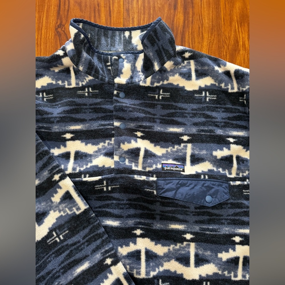 Patagonia Synchilla Snap-T Fleece Pullover Retro Stone Blue Aztec Mens SZ XL - Picture 10 of 14